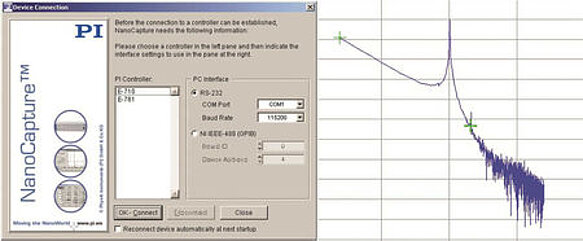 Mit Software von PI Piezosysteme komfortabel bedienen und Performance optimieren: Das Einstelltool für Parameter zeigt die Frequenzantwort eines Nanopositioniertisches im Bodeplot